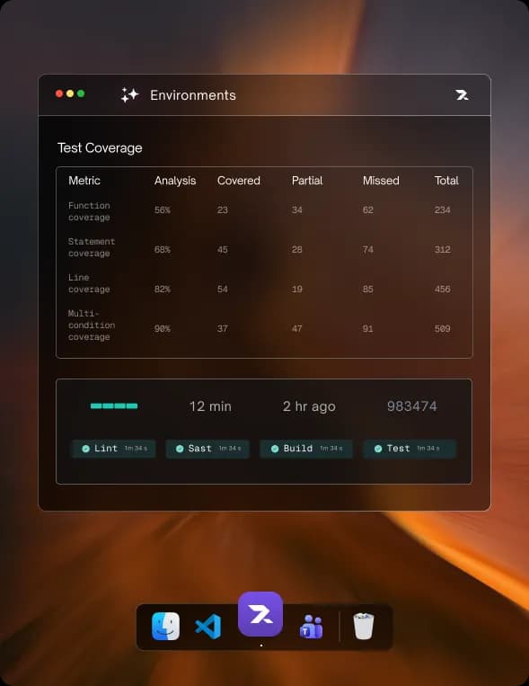 Built-in assurance preview showing automated test generation